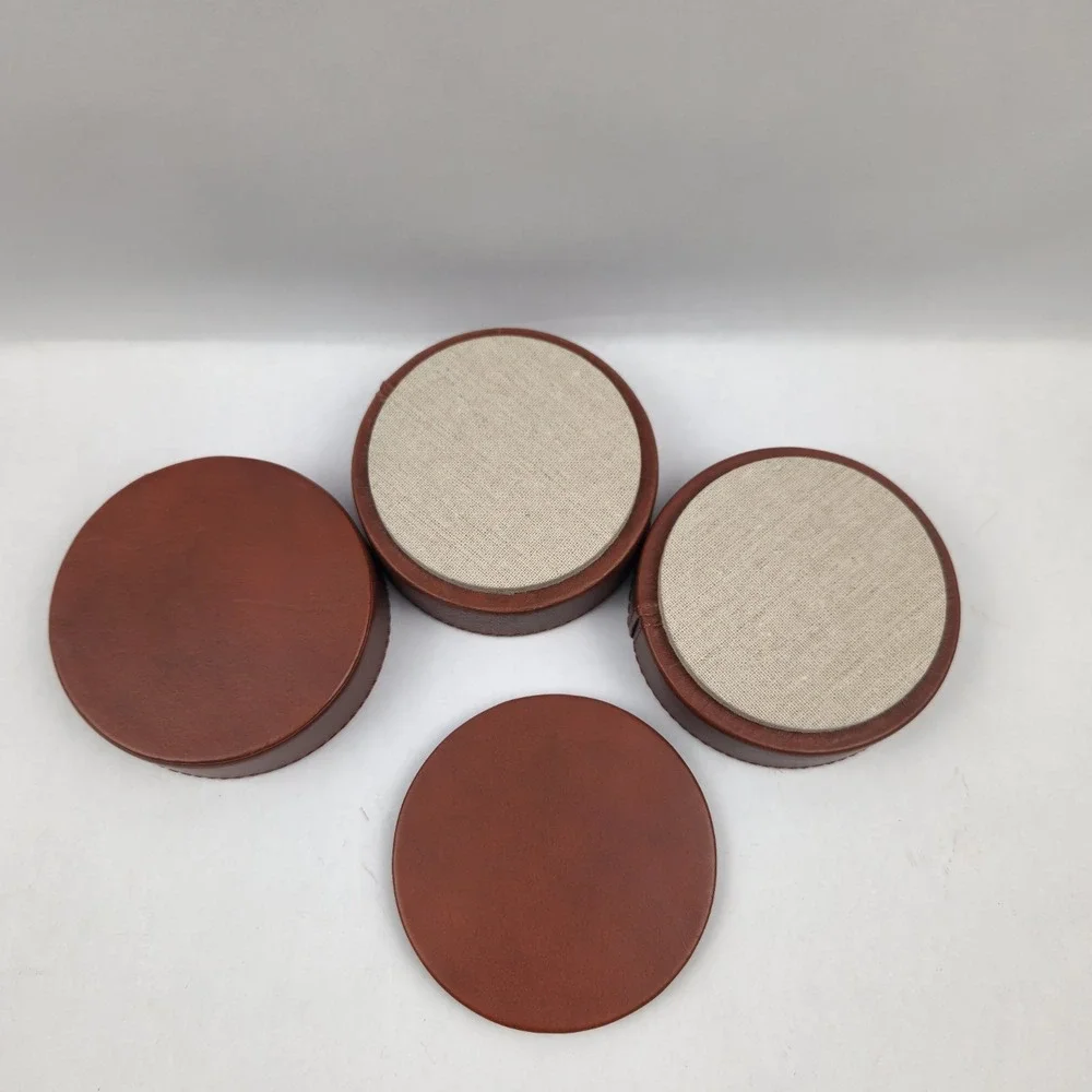 Mark Graham Leather Travel Jewelry Watch Round Storage‎ Container 3 Compartments
